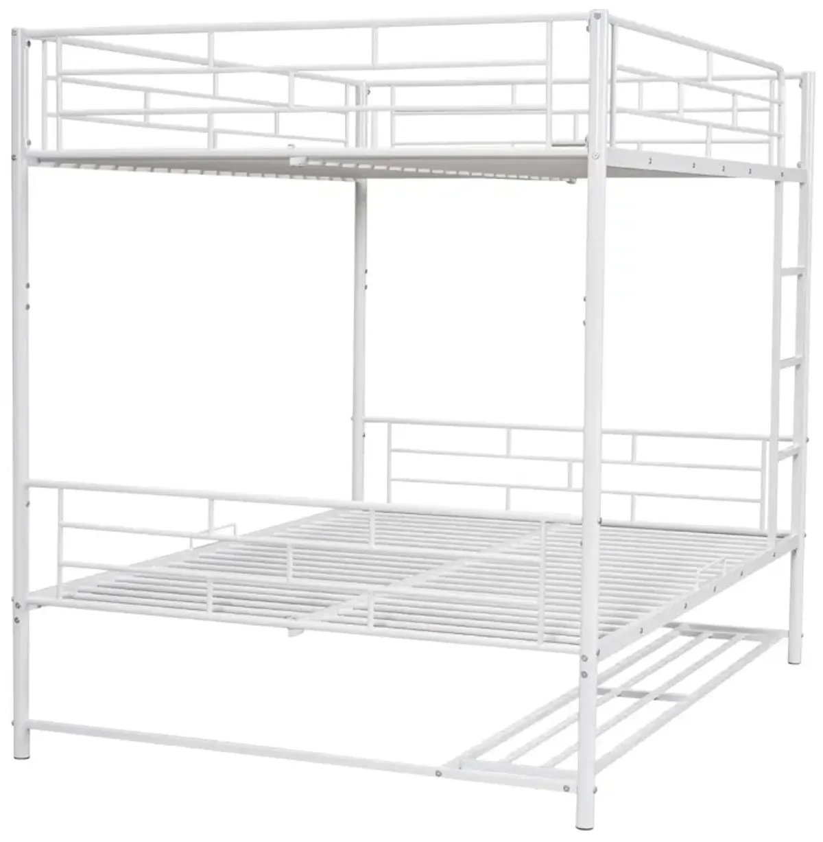 Full Over Full Metal Bunk Bed With Shelf And Guardrails