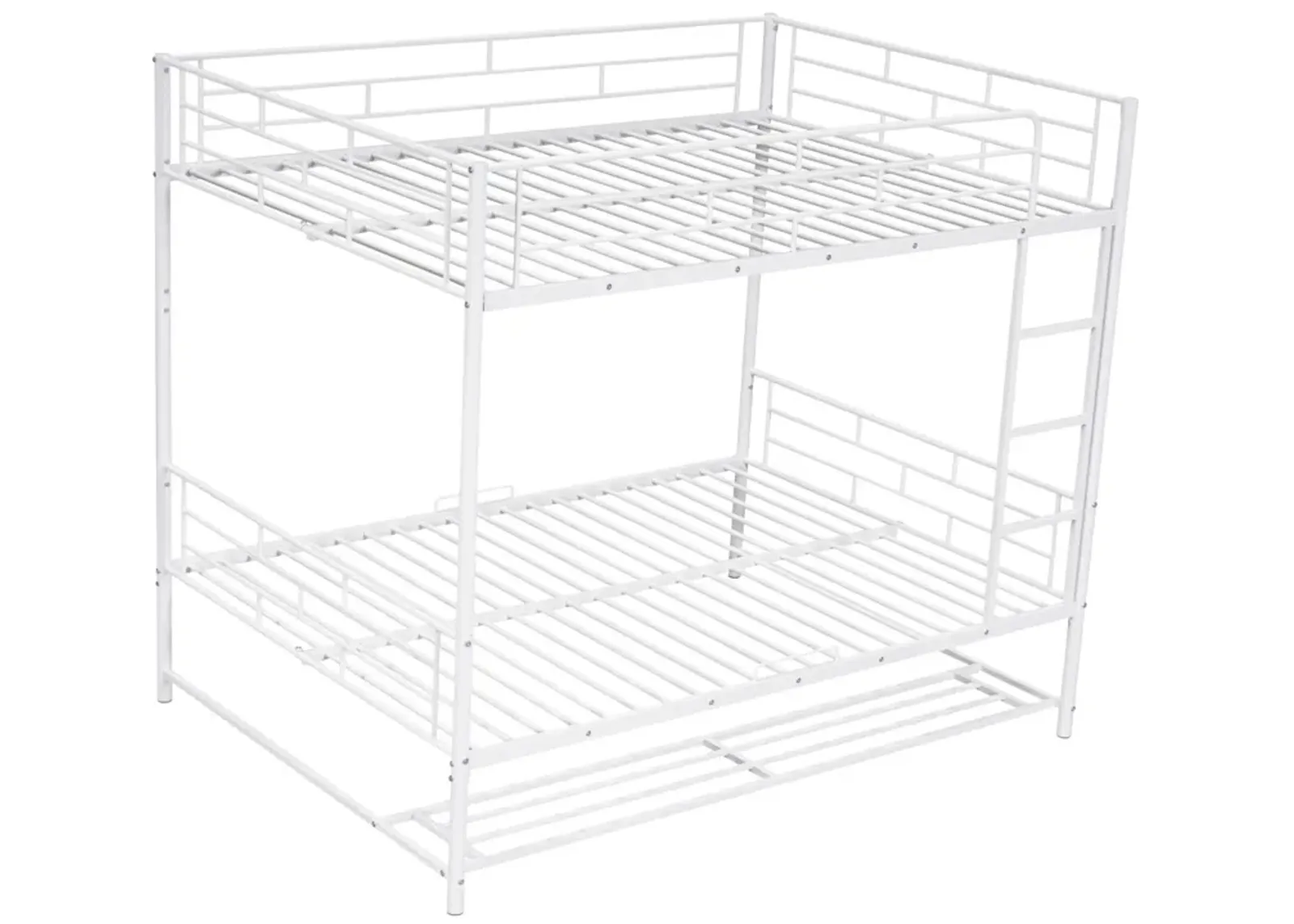 Full Over Full Metal Bunk Bed With Shelf And Guardrails