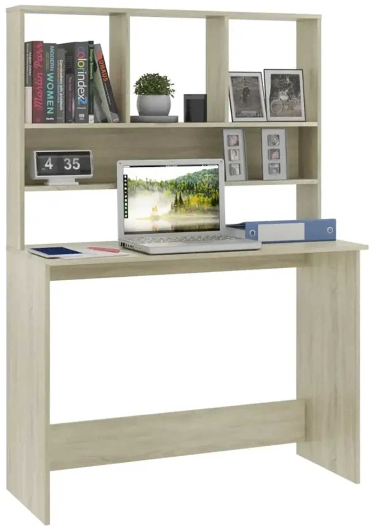 vidaXL Desk with Shelves Sonoma Oak 43.3"x17.7"x61.8" Chipboard, 800390