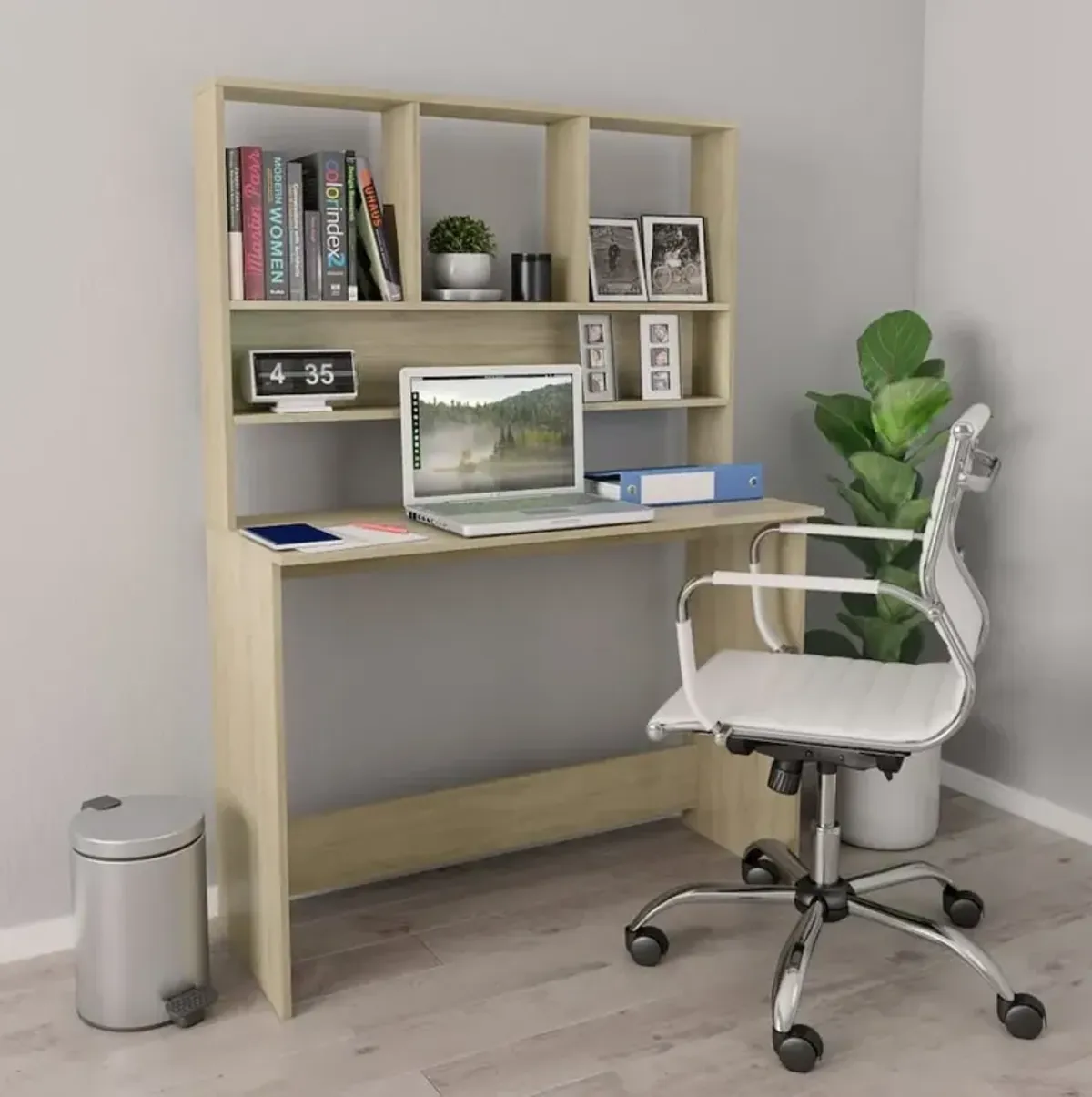 vidaXL Desk with Shelves Sonoma Oak 43.3"x17.7"x61.8" Chipboard