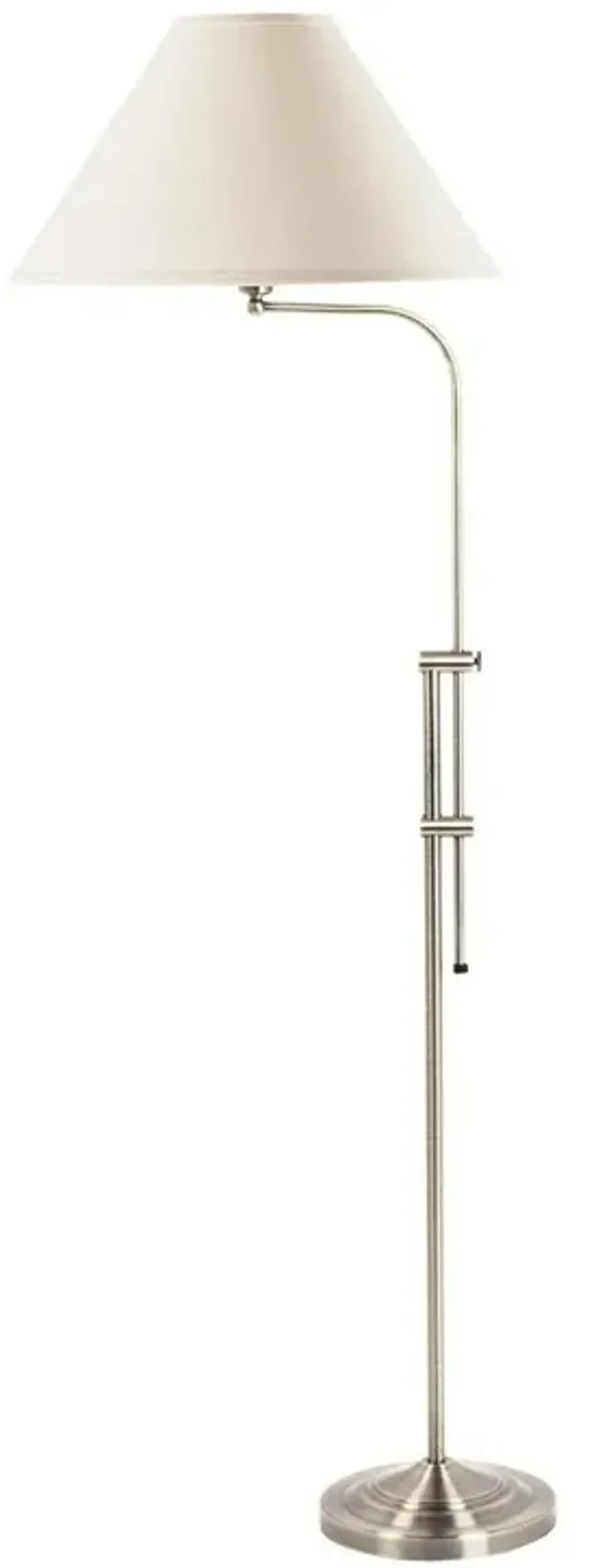 3 Way Metal Floor Lamp with and Adjustable Height Mechanism, Silver-Benzara