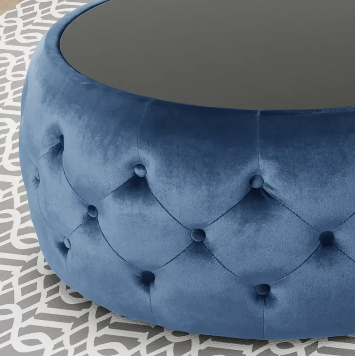 Merax Round Ottoman with Glass Top