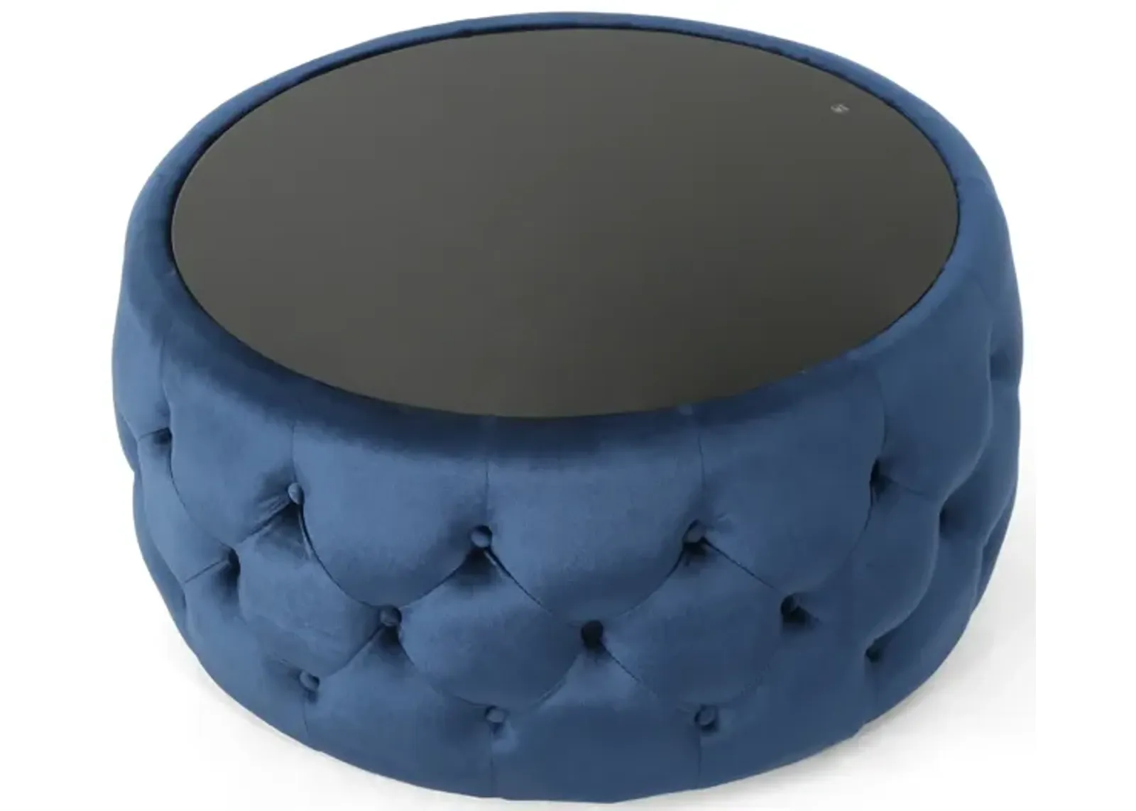 Merax Round Ottoman with Glass Top