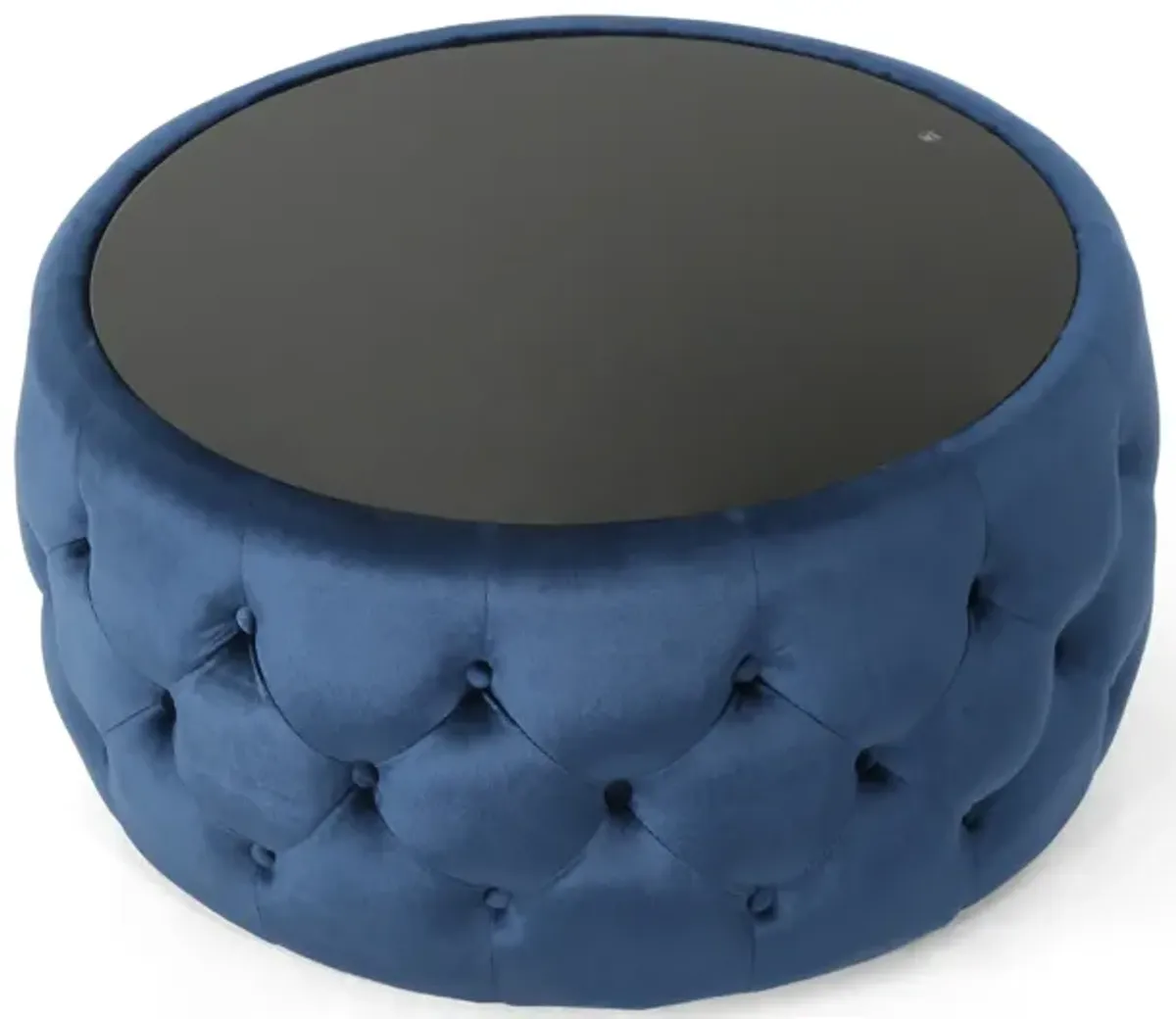 Merax Round Ottoman with Glass Top