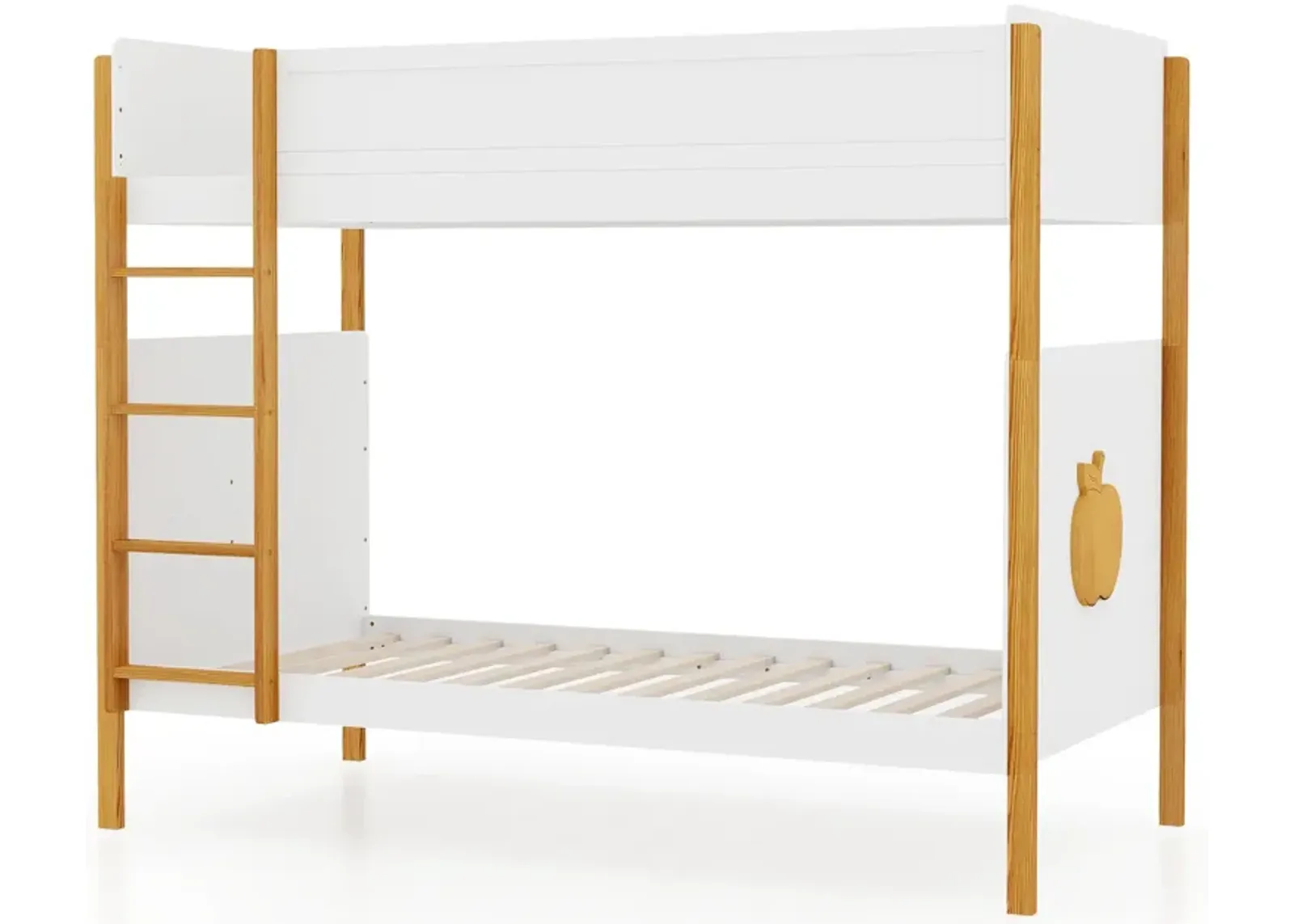 Twin Over Twin Bunk Bed with Integrated Ladder and Safety Guardrails-Twin Size