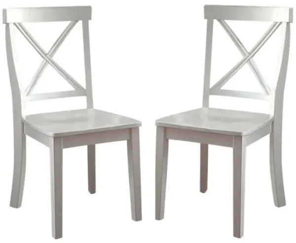 Wooden Armless Side chair, White, Pack of 2-Benzara