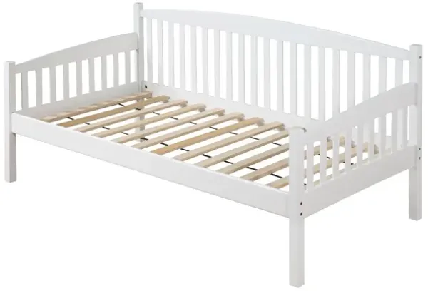Twin Daybed with Mission Style and Sleek Block Legs, White - Benzara