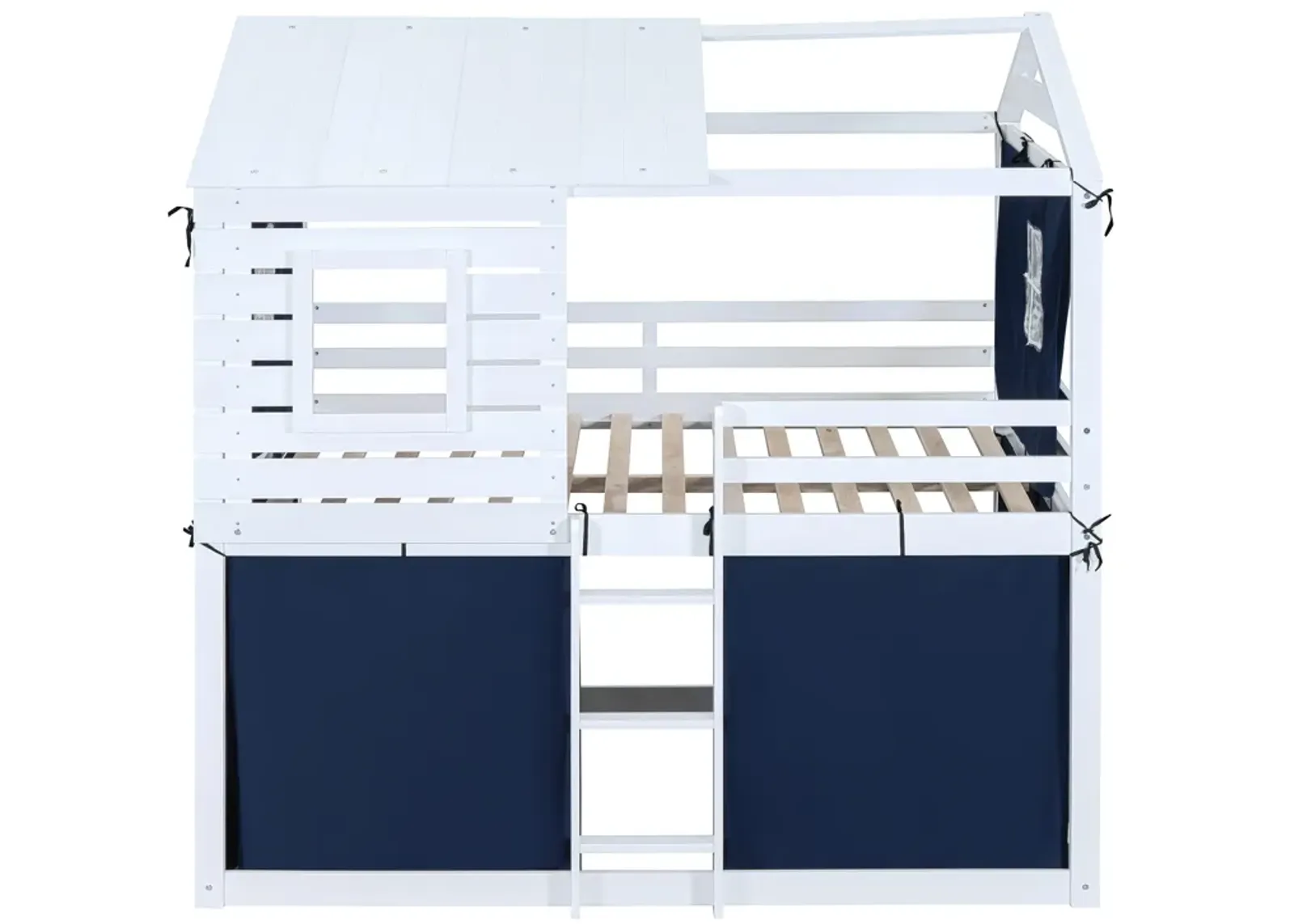 Merax Wood House Bunk Bed with Tent