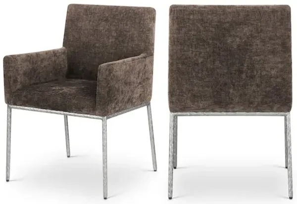 Meridian Furniture Reeves Brown Chenille Fabric Dining Chair, Set of 2