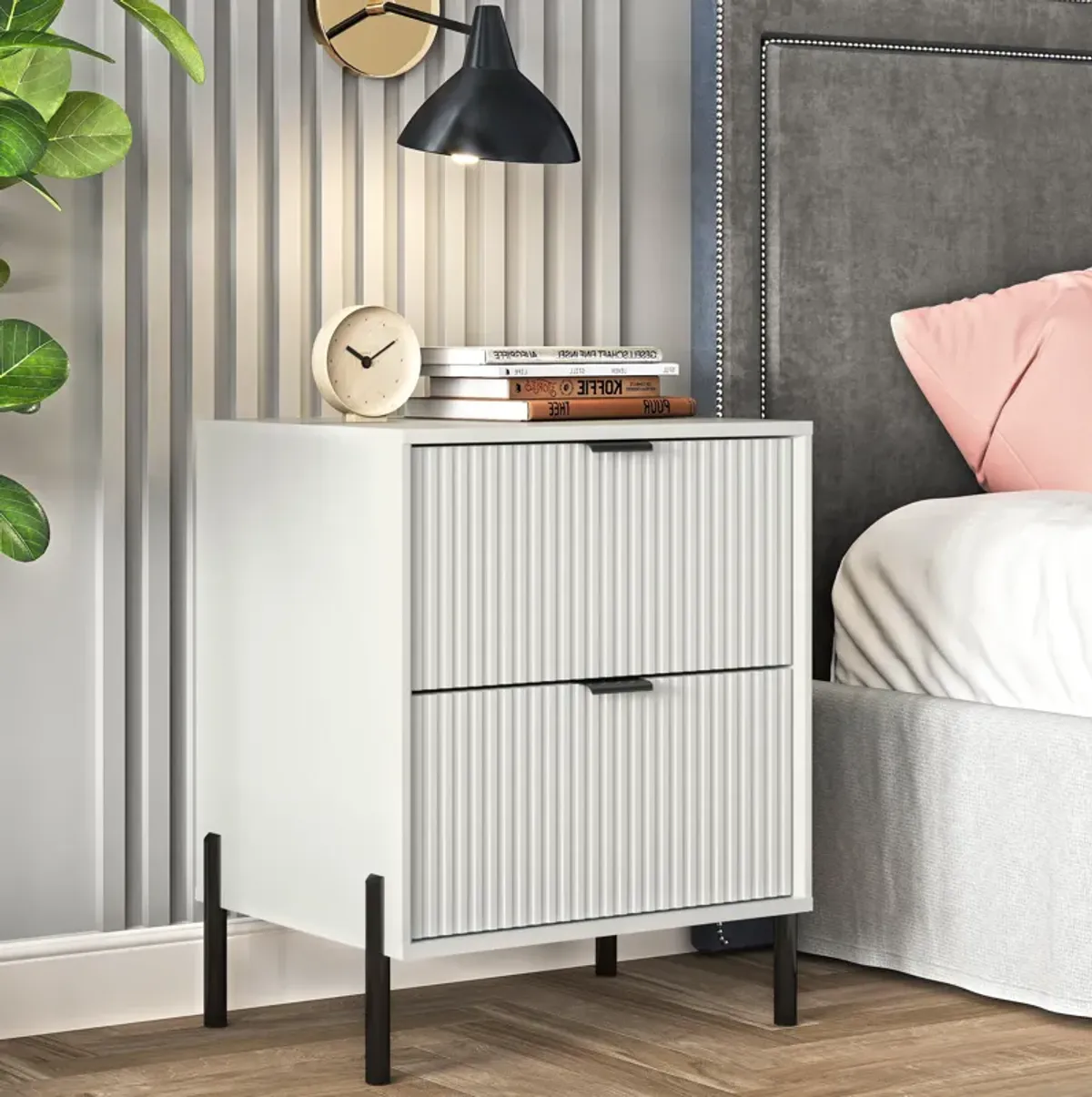 FESTIVO Modern 2-Drawer Nightstand Bedside Table End Table Furniture