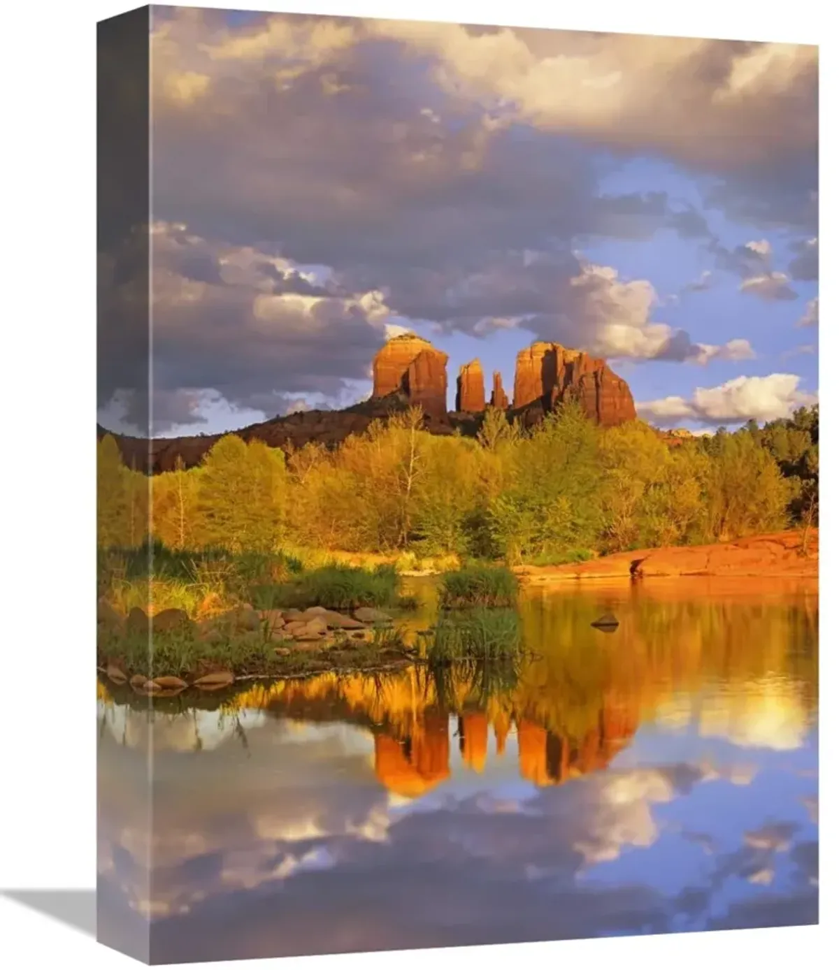 Cathedral Rock reflected in Oak Creek at Red Rock Crossing, Red Rock State Park near Sedona, Arizona-Canvas Art-12x16