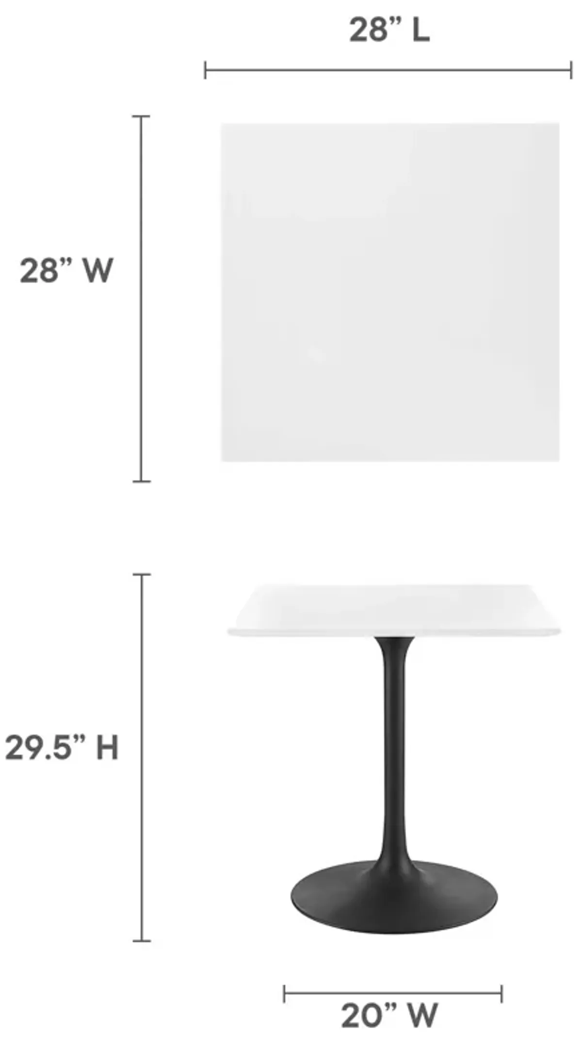 Modway - Lippa 28" Square Dining Table Black White