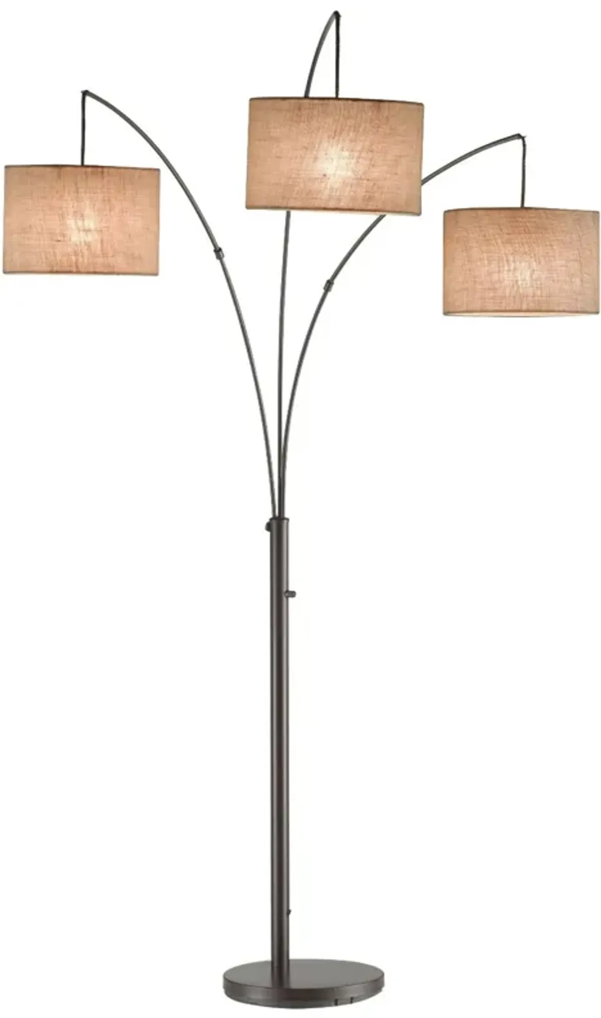 Modern 3-Light Arch Floor Lamp with Drum Style Shades