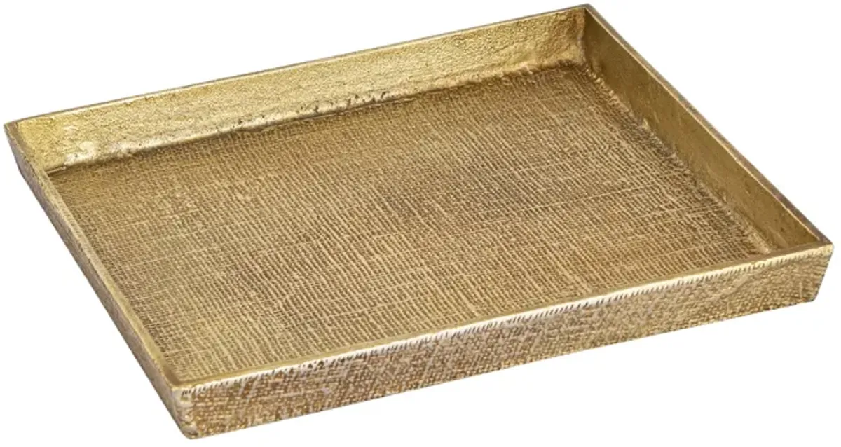 Square Linen Gold Tray