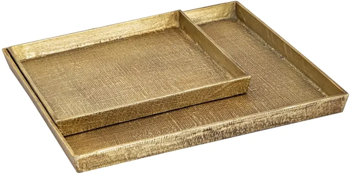 Square Linen Gold Tray