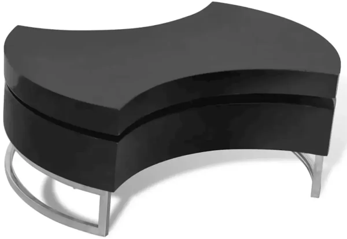 vidaXL Coffee Table Shape-Adjustable High Gloss Black, 240425