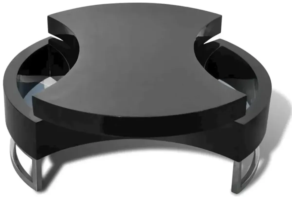 vidaXL Coffee Table Shape-Adjustable High Gloss Black, 240425