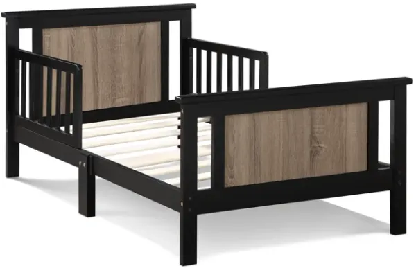 Olive & Opie Connelly Reversible Panel Toddler Bed Black/Vintage Walnut
