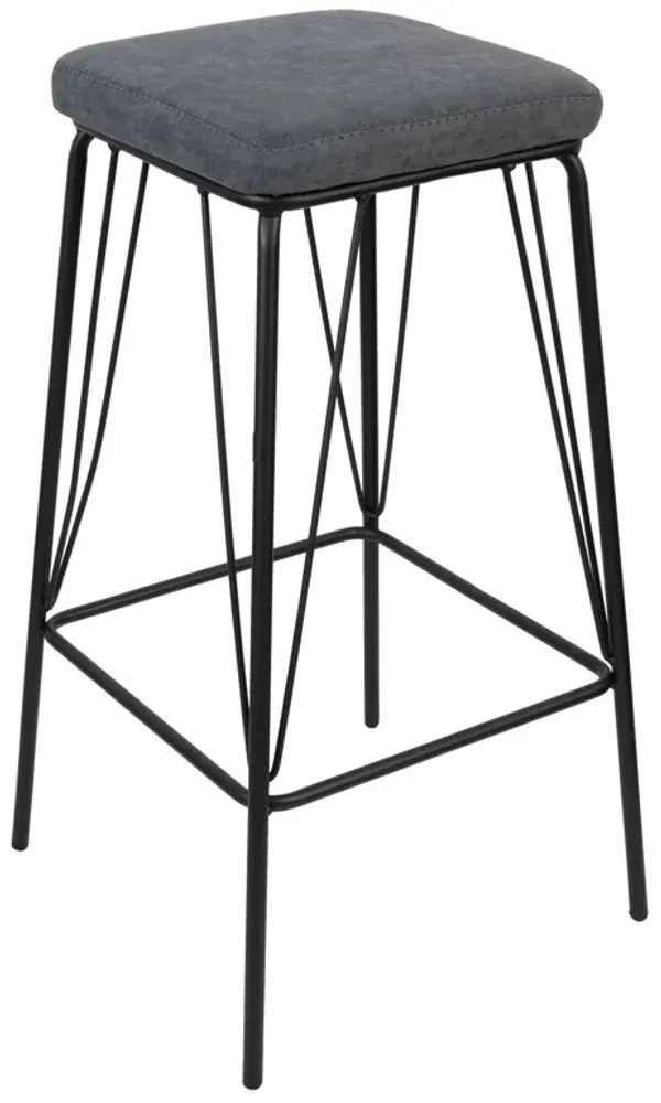 LeisureMod Millard Leather Bar Stool with Metal Frame – Stylish and Durable Seating for Kitchen or Bar