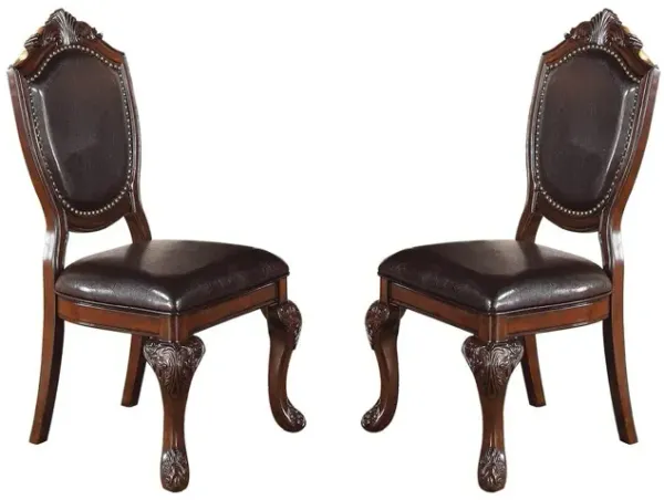 Streamdale Elegant Formal Side Chair Set (Brown Rubberwood)