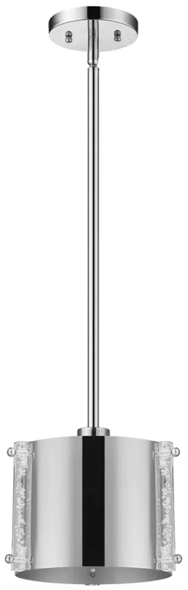 Hivvago Zoom 1-Light Polished Stainless Steel Pendant With Seeded Acrylic Accents