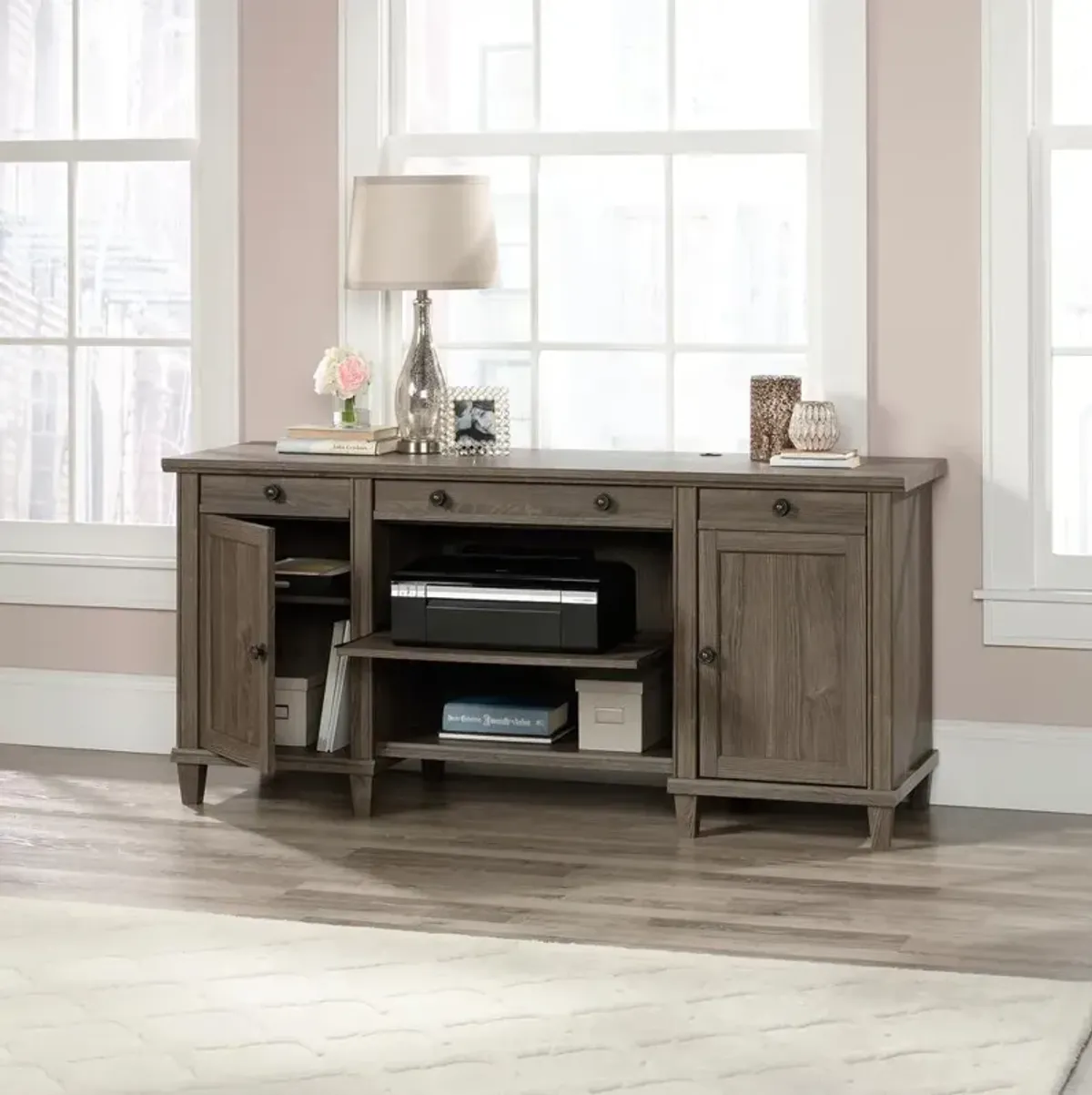 Sauder Hammond Credenza  Emery Oak