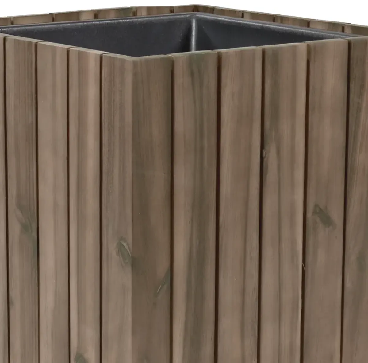 Sunnydaze 2-Piece Acacia Square Planter Boxes with Liners