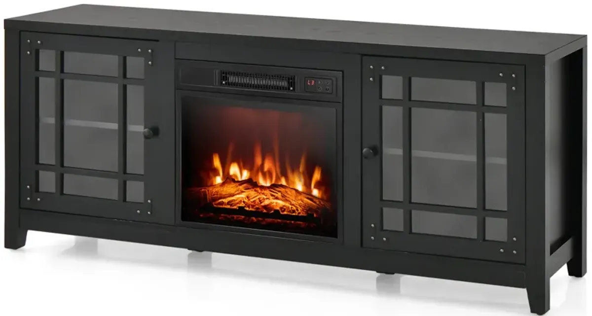 Fireplace TV Stand with Adjustable Shelves for TVs