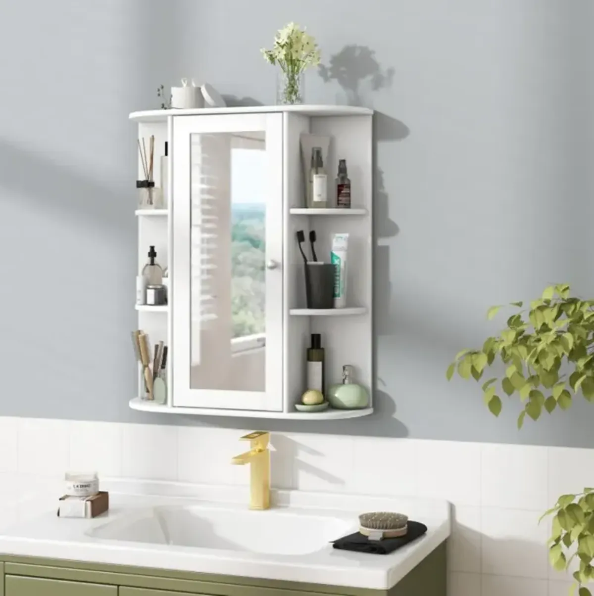 Hivvago Bathroom Wall Medicine Cabinet with Mirror Door Removable and Adjustable Shelves for Bathroom