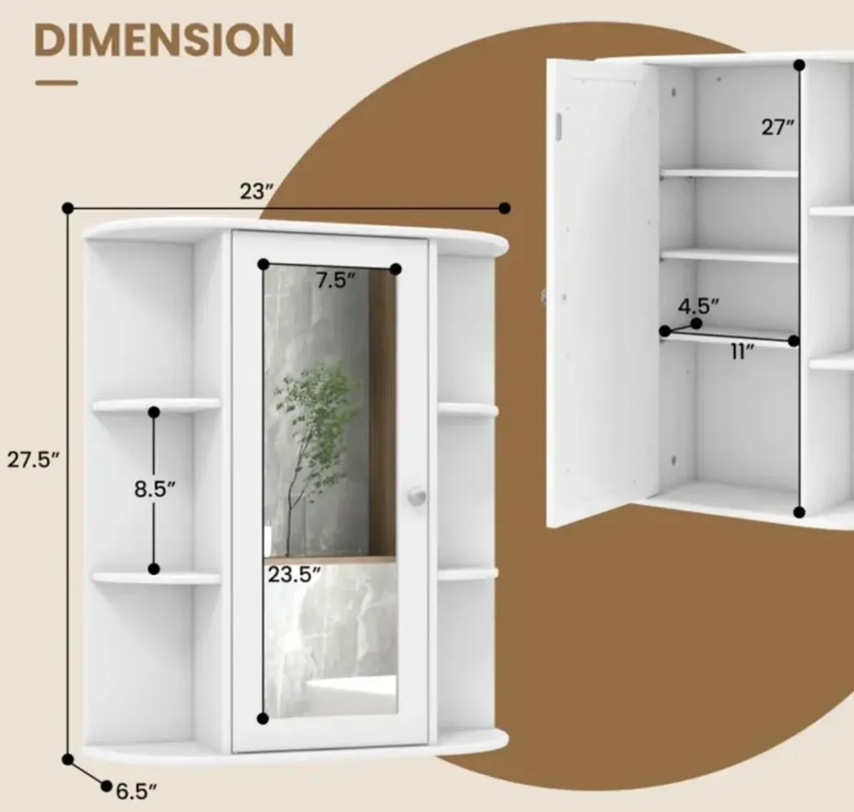 Hivvago Bathroom Wall Medicine Cabinet with Mirror Door Removable and Adjustable Shelves for Bathroom