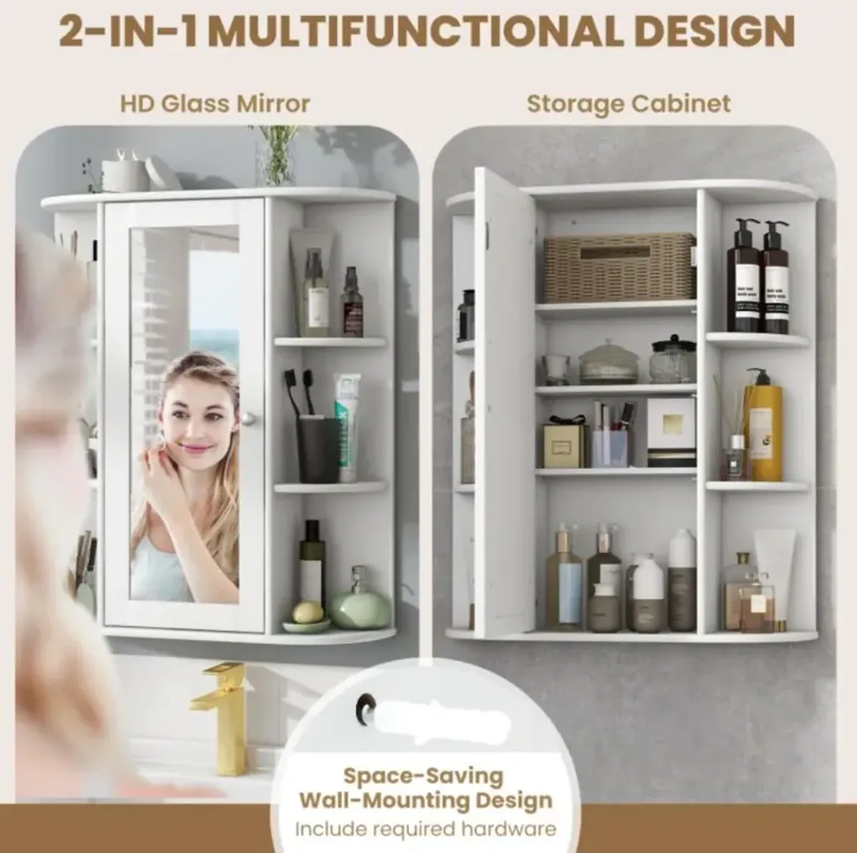 Hivvago Bathroom Wall Medicine Cabinet with Mirror Door Removable and Adjustable Shelves for Bathroom