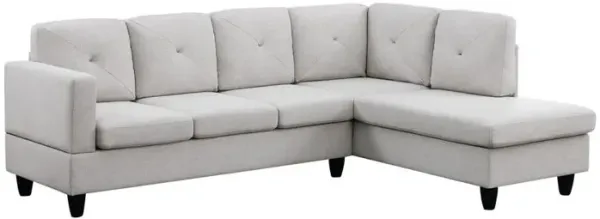 Lilola Home Santiago Light Gray Linen Sectional Sofa with Right Facing Chaise