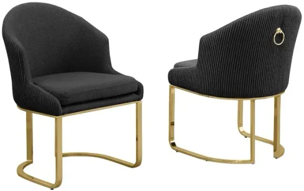 Best Quality Furniture Black With Gold Side Chairs, Set Of Two