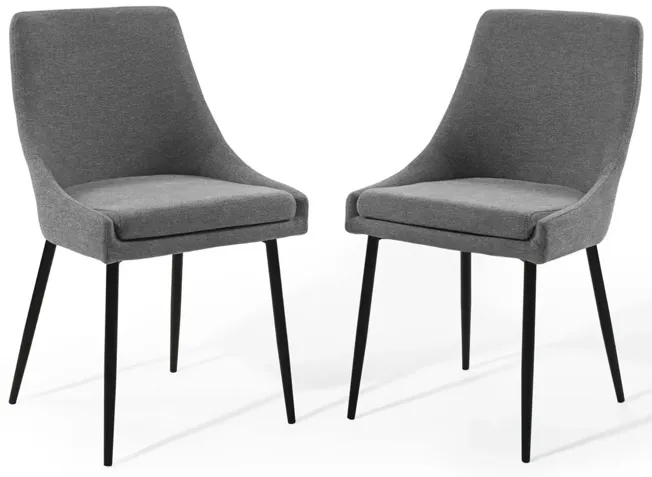 Modway Viscount Upholstered Fabric Dining Chairs - Set of 2, Black Charcoal