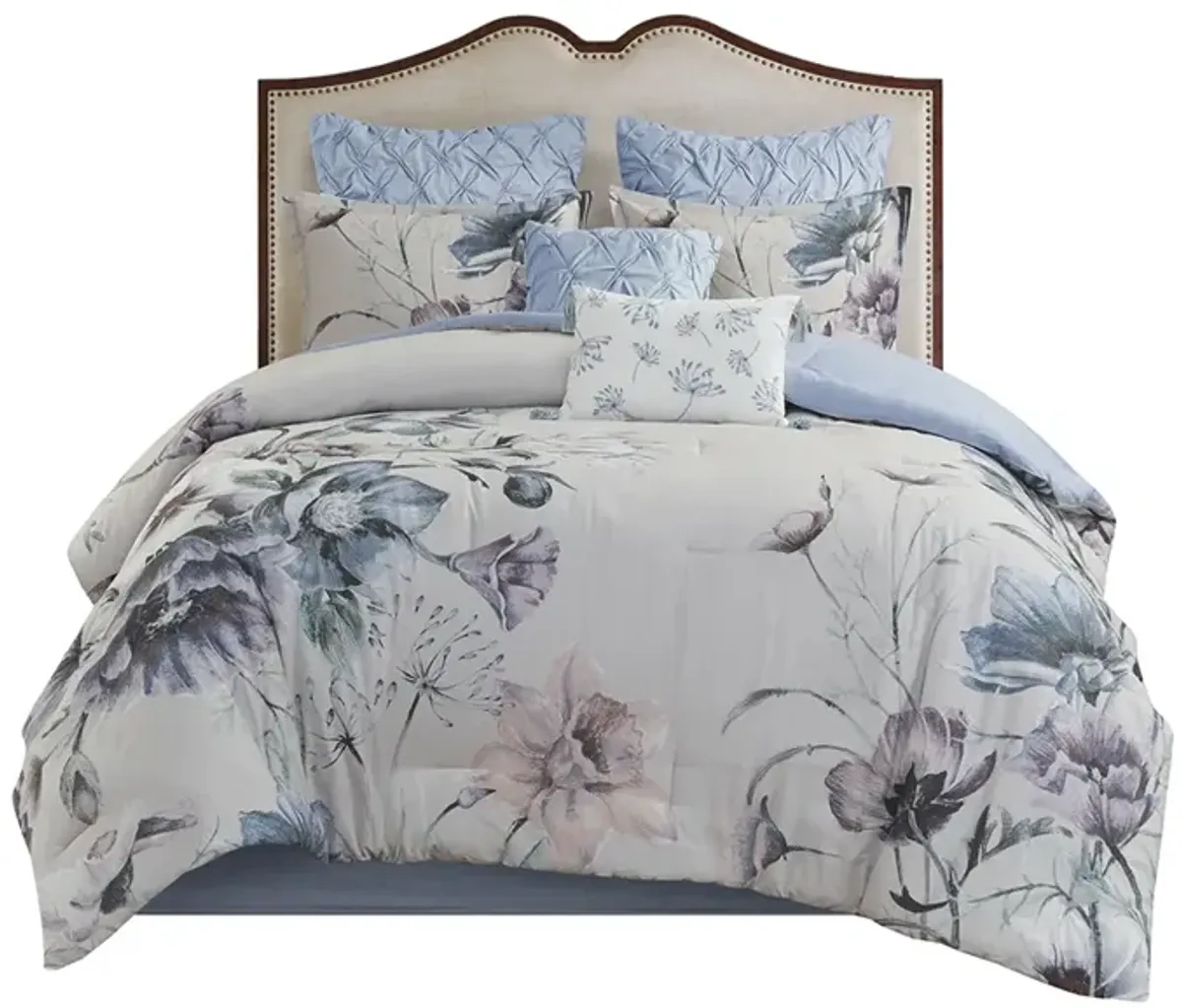 Gracie Mills Kyrie 8-Piece Cotton Printed Comforter Set