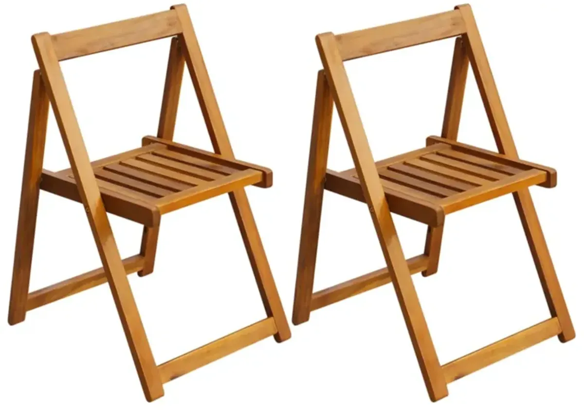 vidaXL Folding Garden Chairs 2 pcs Solid Acacia Wood