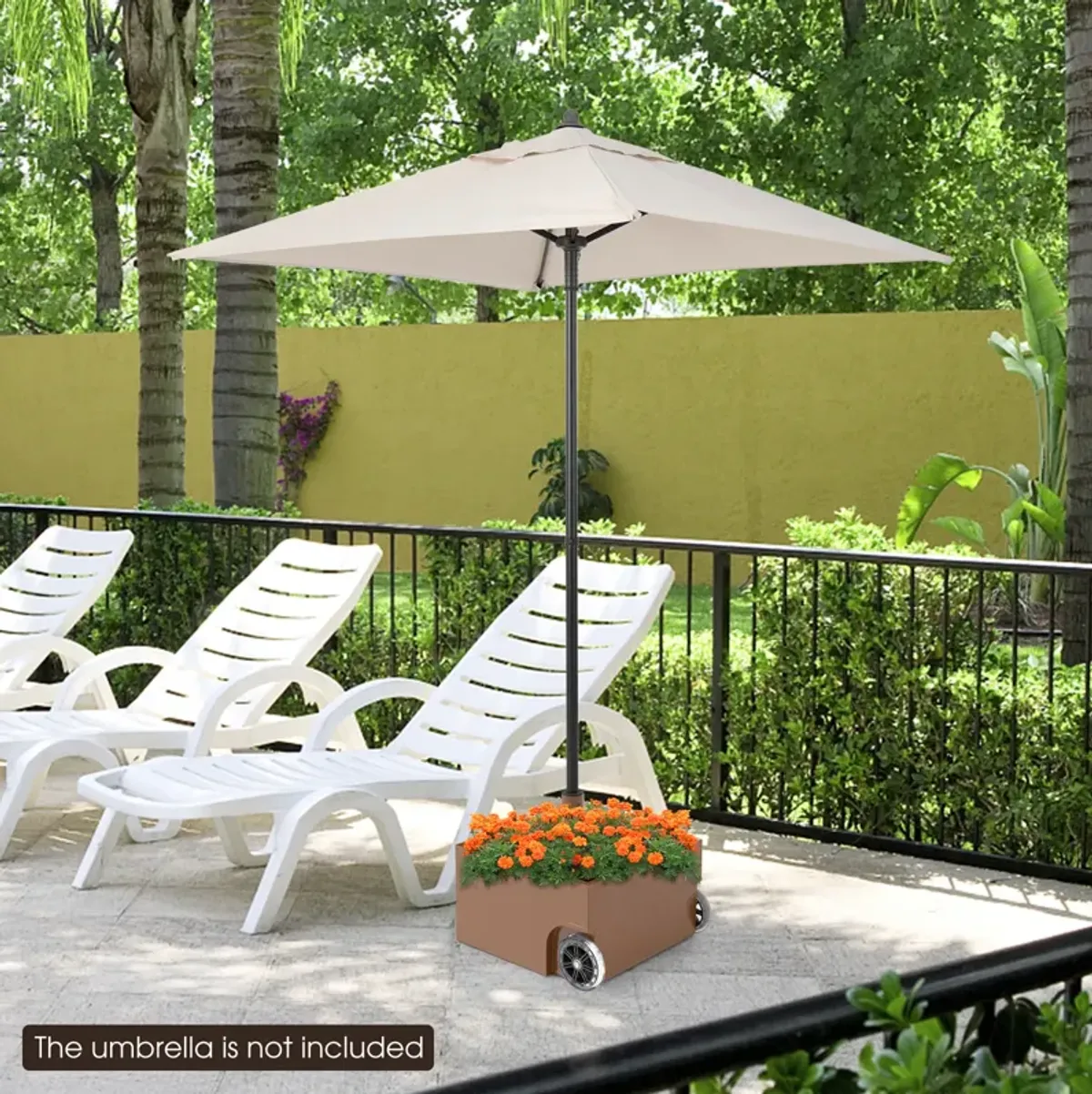 150 Pounds Patio Umbrella Base Stand Wheels Planter Outdoor