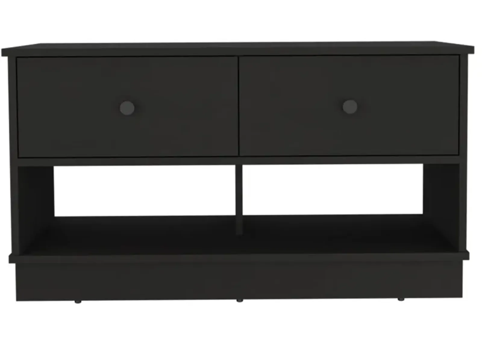 Willamette Rectangle 2-Shelf 2-Drawer Storage Bench Black Wengue