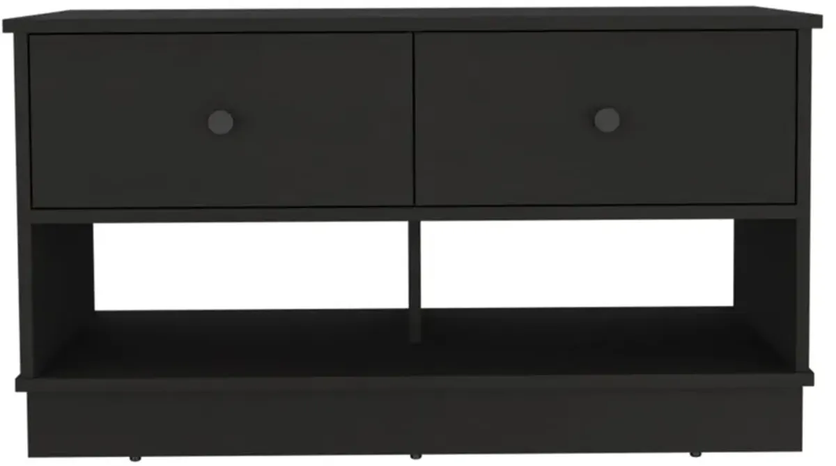 Willamette Rectangle 2-Shelf 2-Drawer Storage Bench Black Wengue