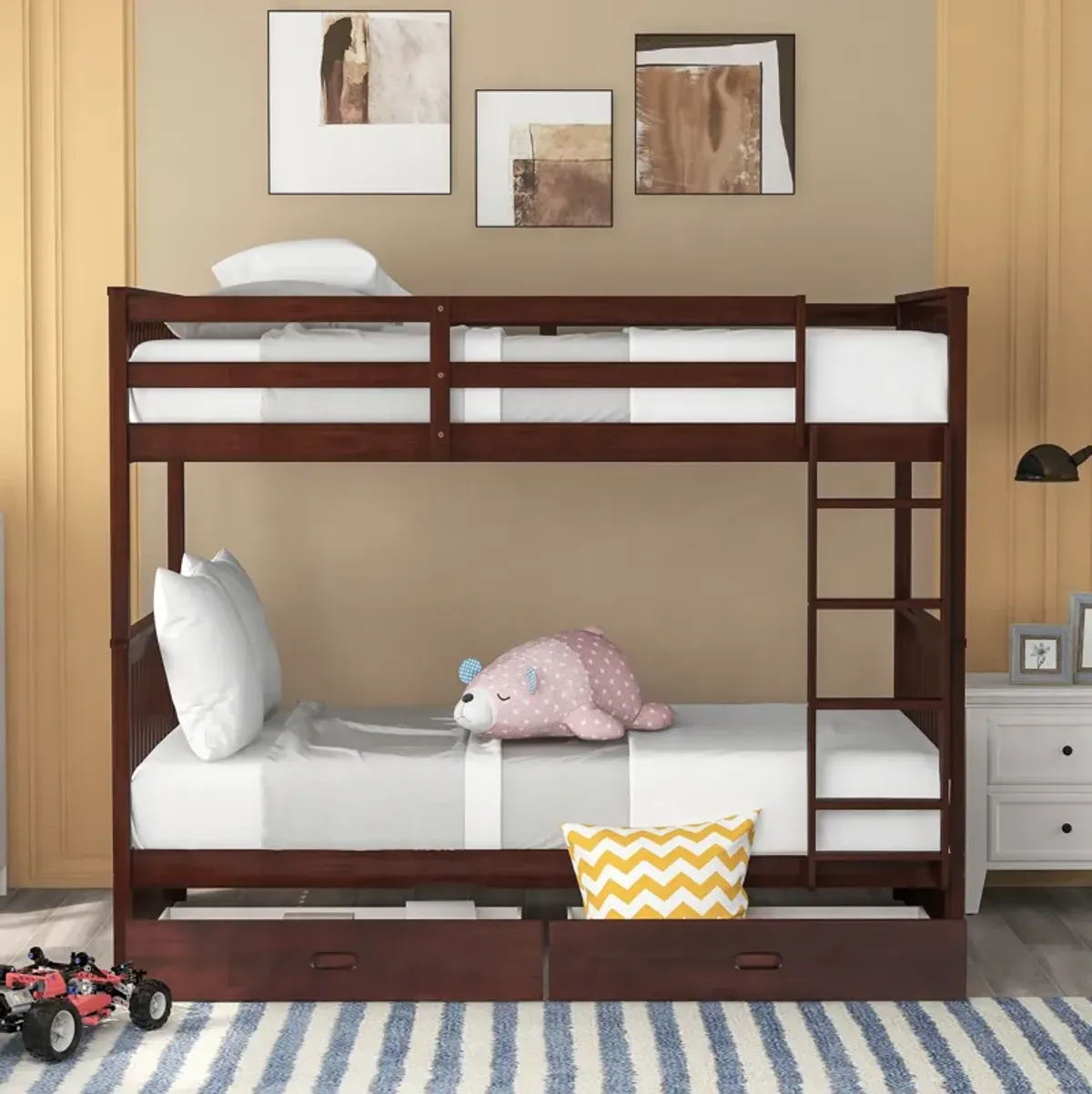 Merax Bunk Bed with Ladders and 2 Storage Drawers