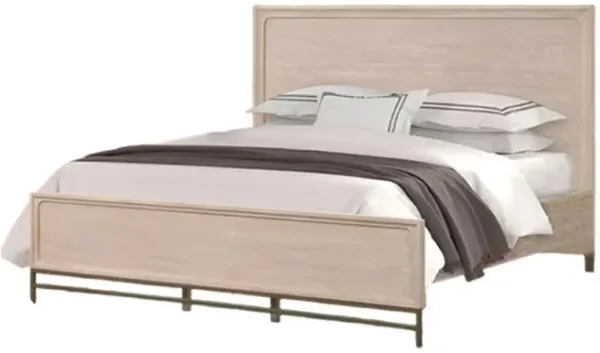 Rozie Queen Bed with Panel Style Headboard, Light Oak Brown Solid Wood - Benzara