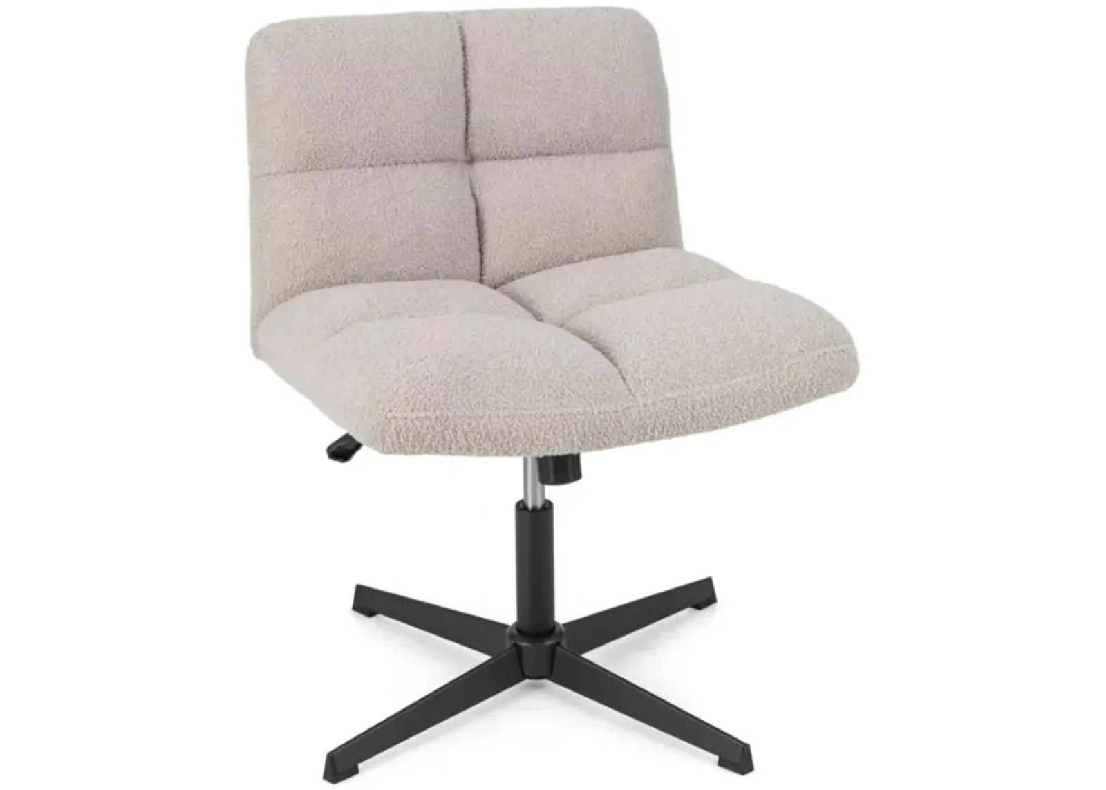 Hivvago Office Armless Chair Cross Legged with Imitation Lamb Fleece and Adjustable Height