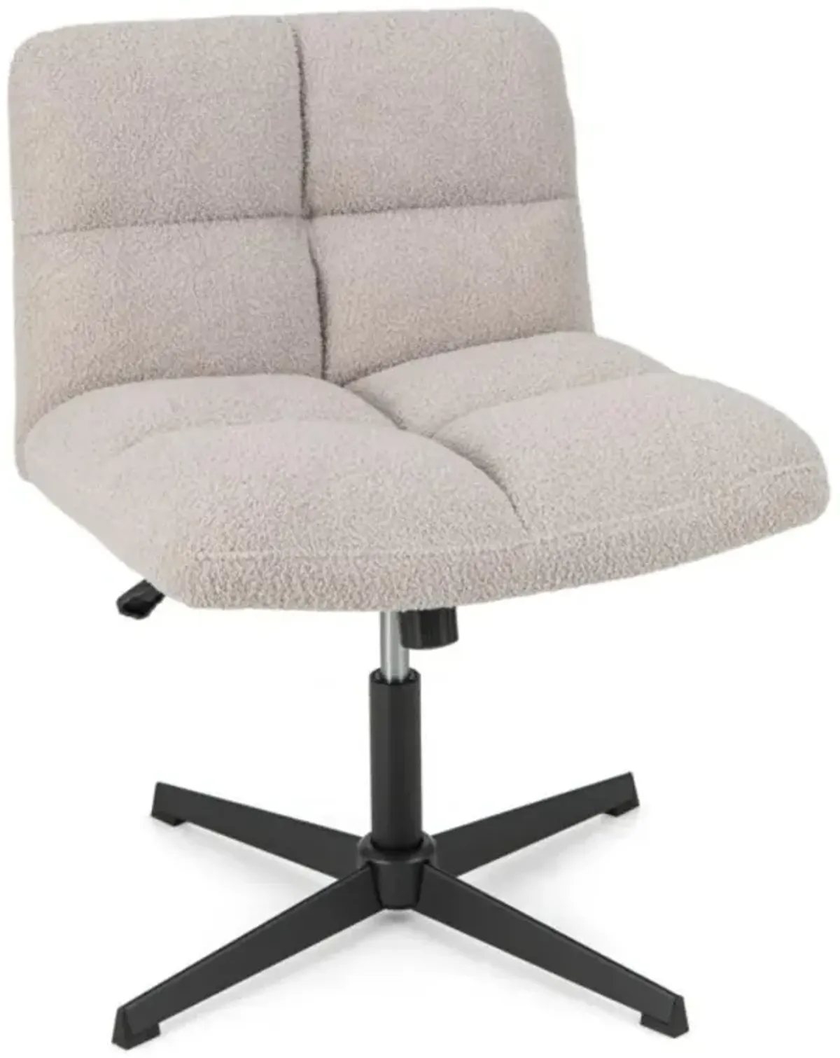 Hivvago Office Armless Chair Cross Legged with Imitation Lamb Fleece and Adjustable Height