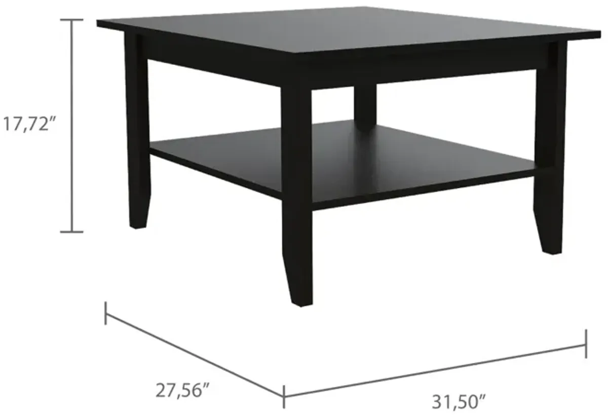 Essential Coffee Table, One Shelf, Four Legs - Black