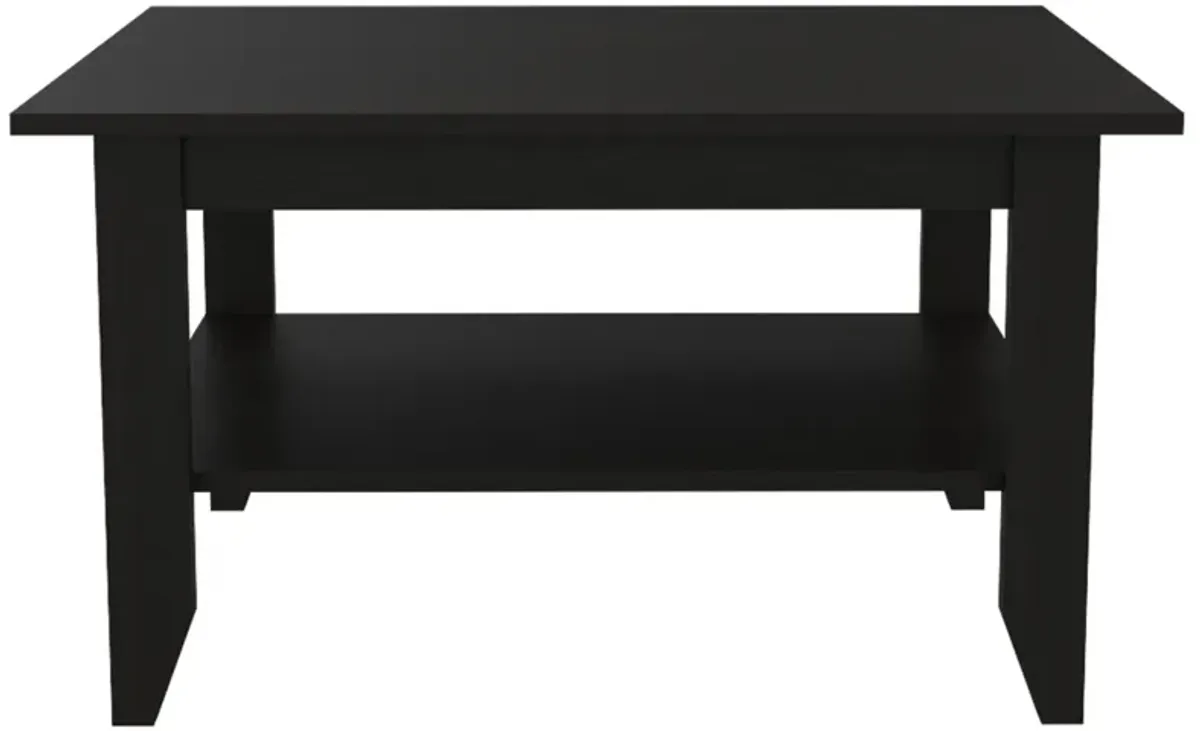 Essential Coffee Table, One Shelf, Four Legs - Black