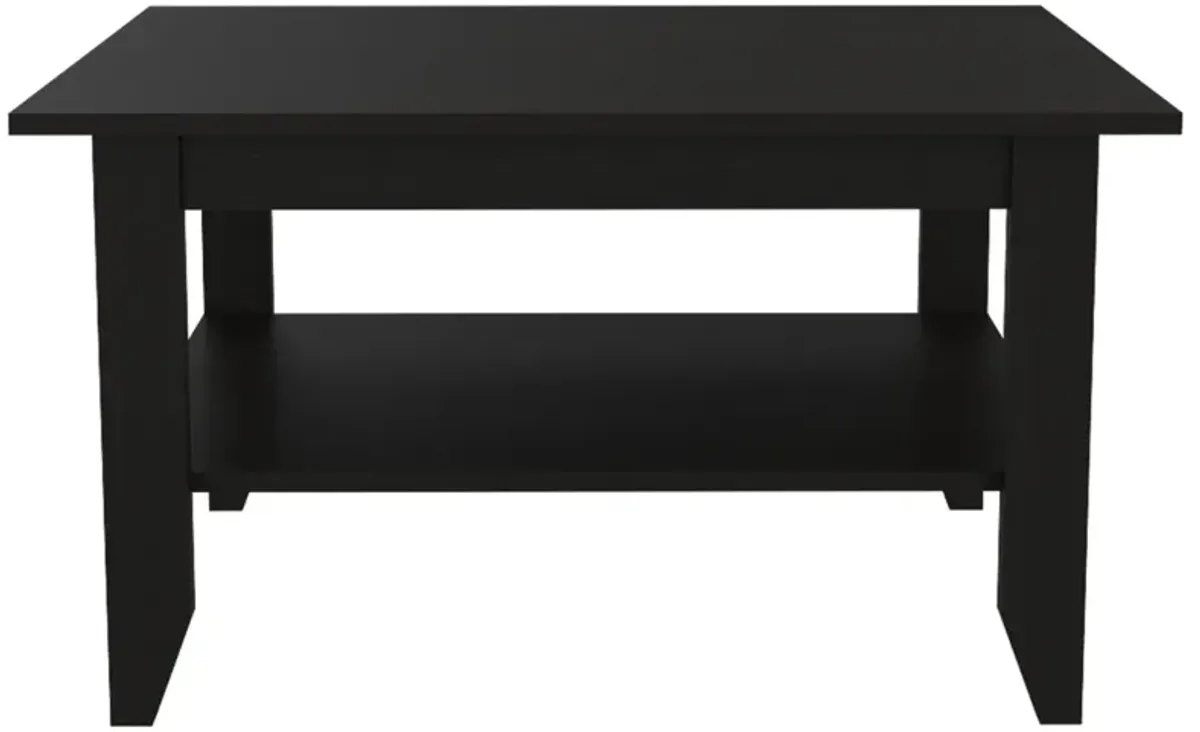 Essential Coffee Table, One Shelf, Four Legs - Black