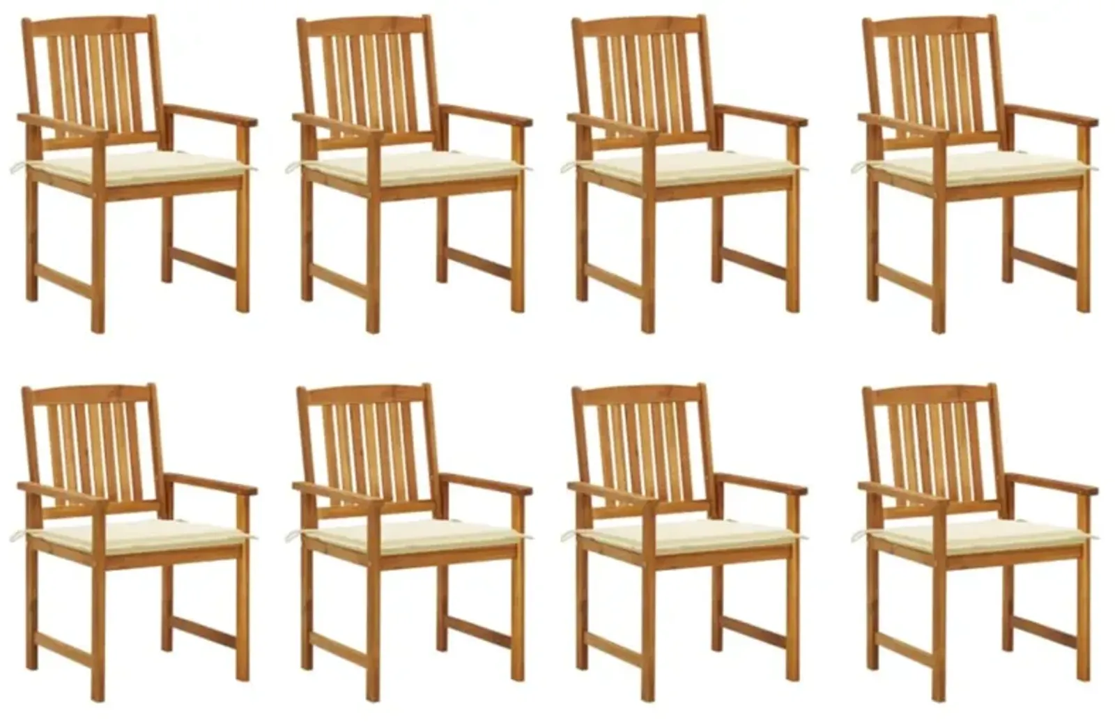 vidaXL Garden Chairs with Cushions 8 pcs Solid Acacia Wood