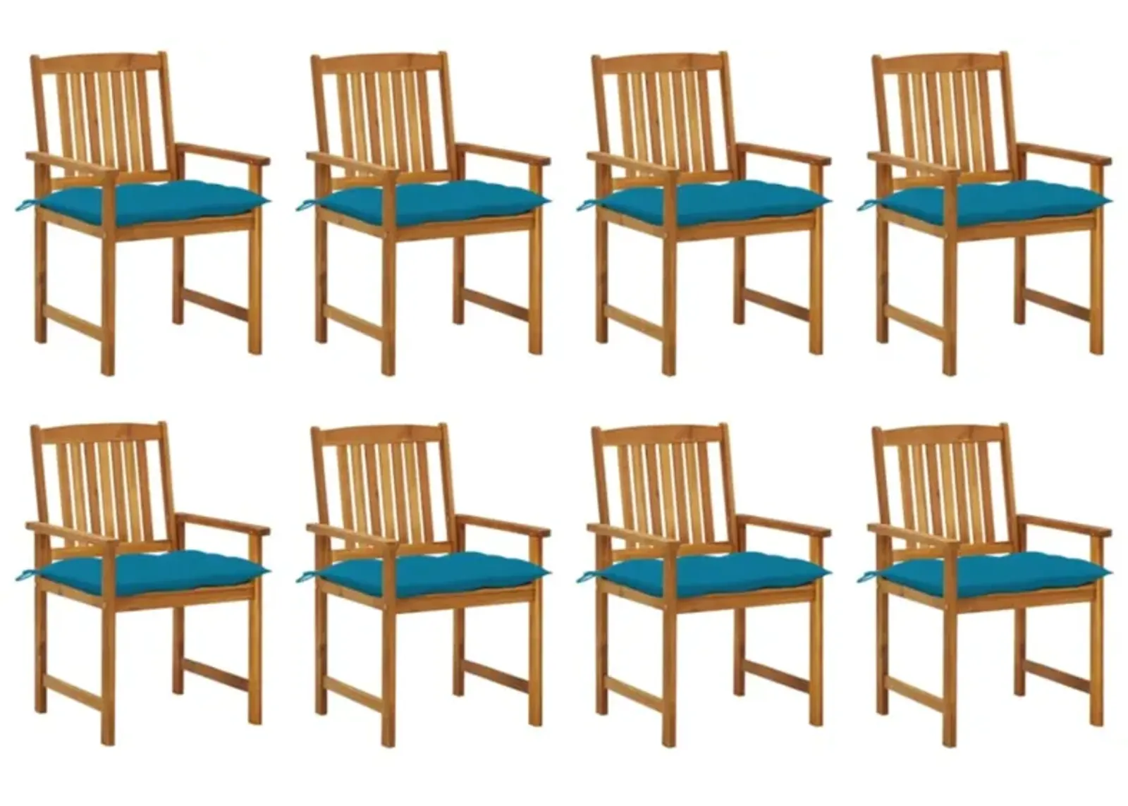 vidaXL Garden Chairs with Cushions 8 pcs Solid Acacia Wood