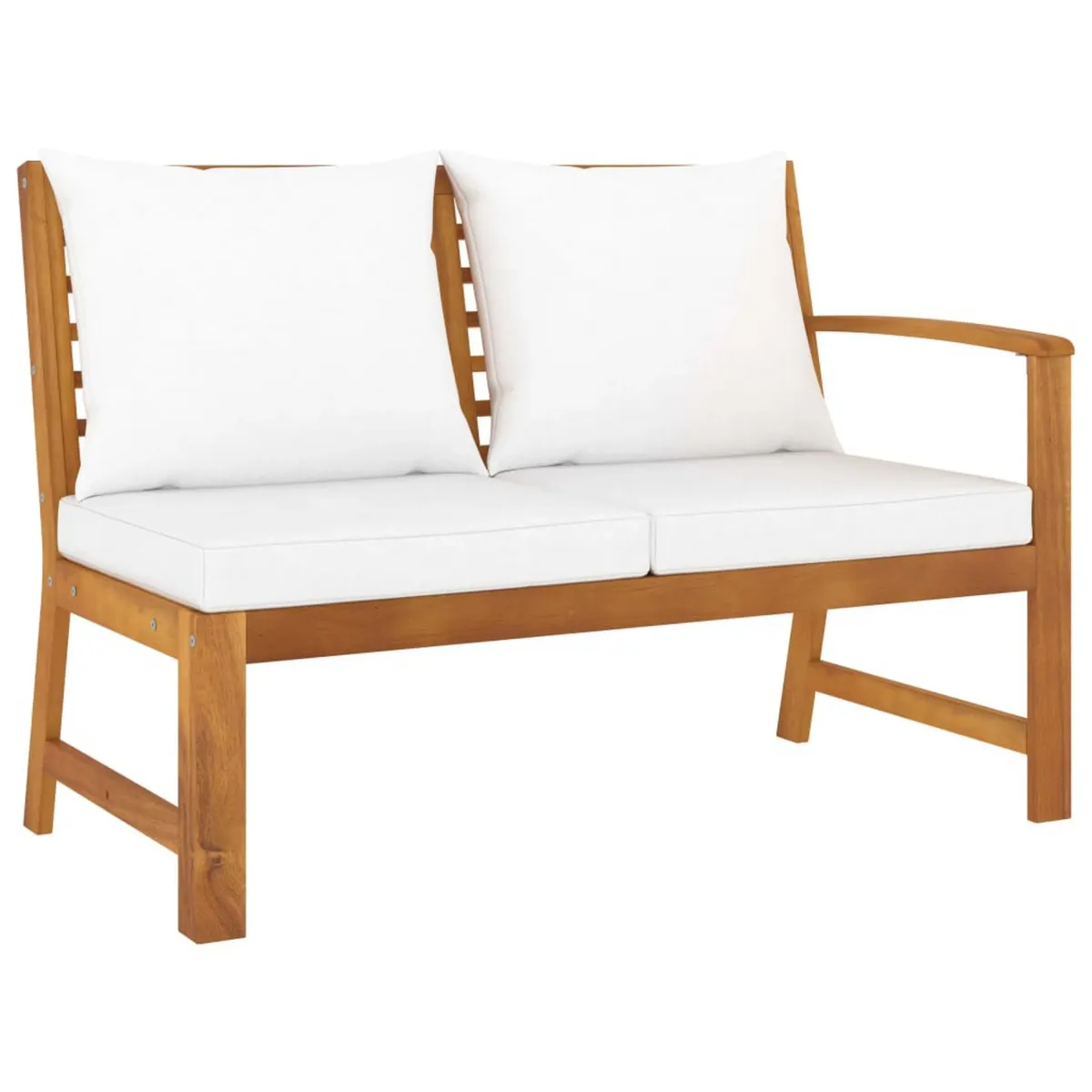 9pc Outdoor Patio Modular Sofa Set w Table, Solid Acacia Wood, White - Benzara