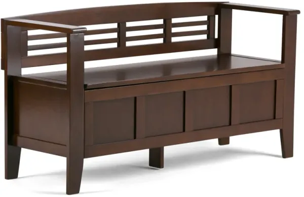 Adams SOLID WOOD 48 inch Wide Contemporary Entryway Storage Bench in Rustic Medium Brown